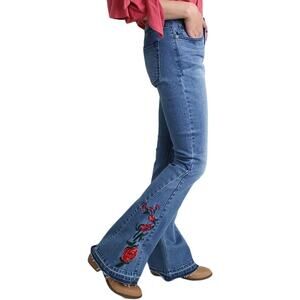 Umgee Women's Midrise Roses Embroidered Flare Jeans 3091  NEW
